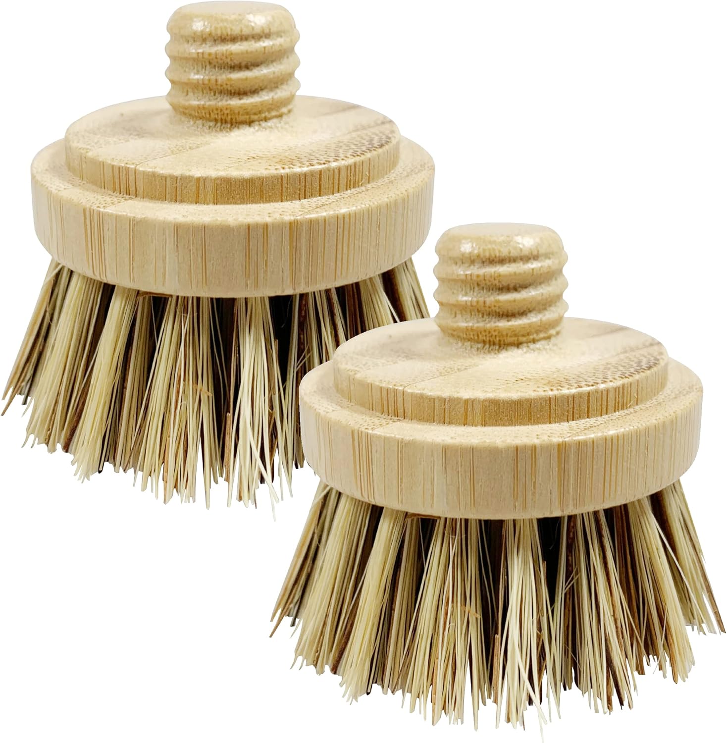 JuneLily Sisal Coconut Dish Brush Heads 2-Pack
