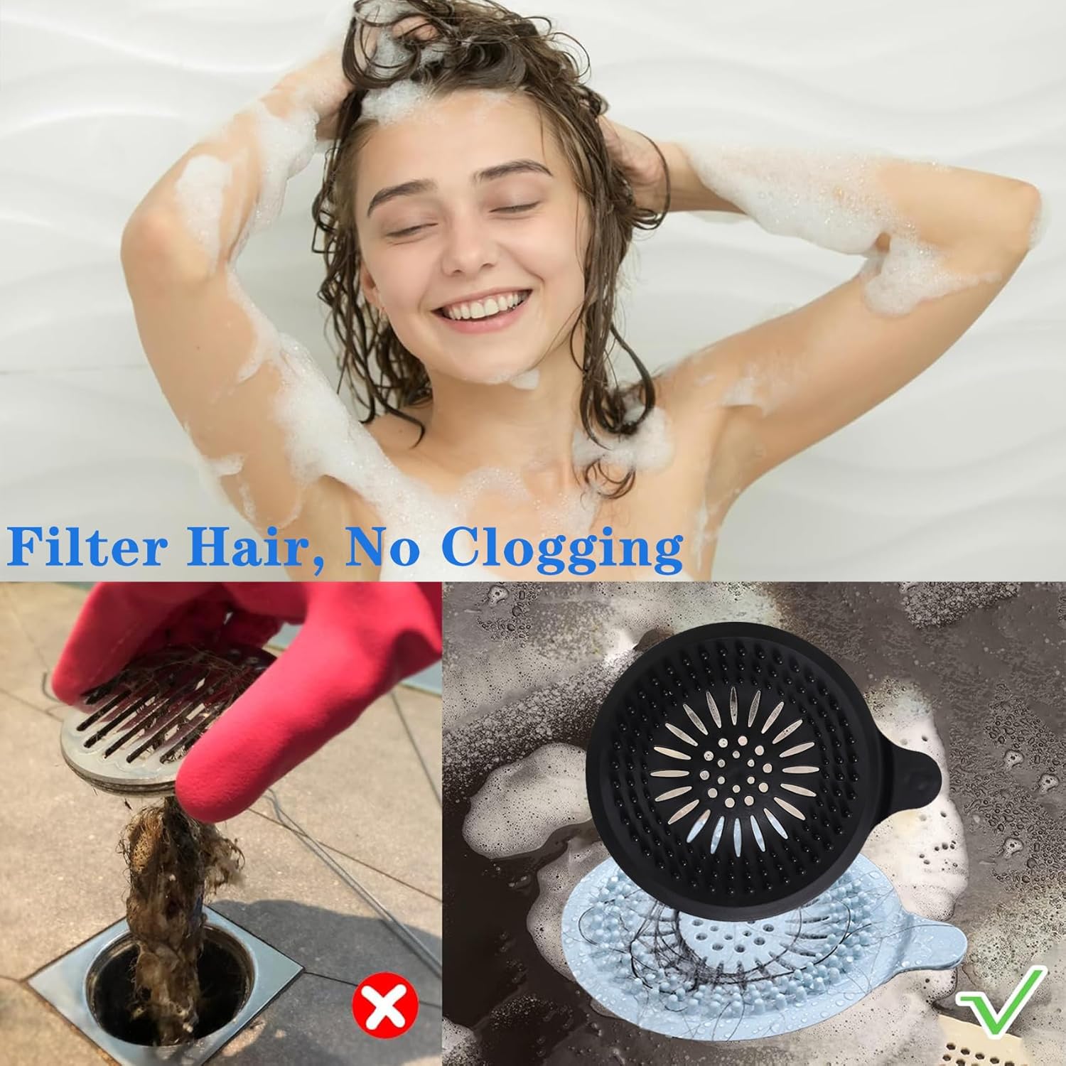 MaoMaoCha Hair Catcher with Suction Cups 2 Pack