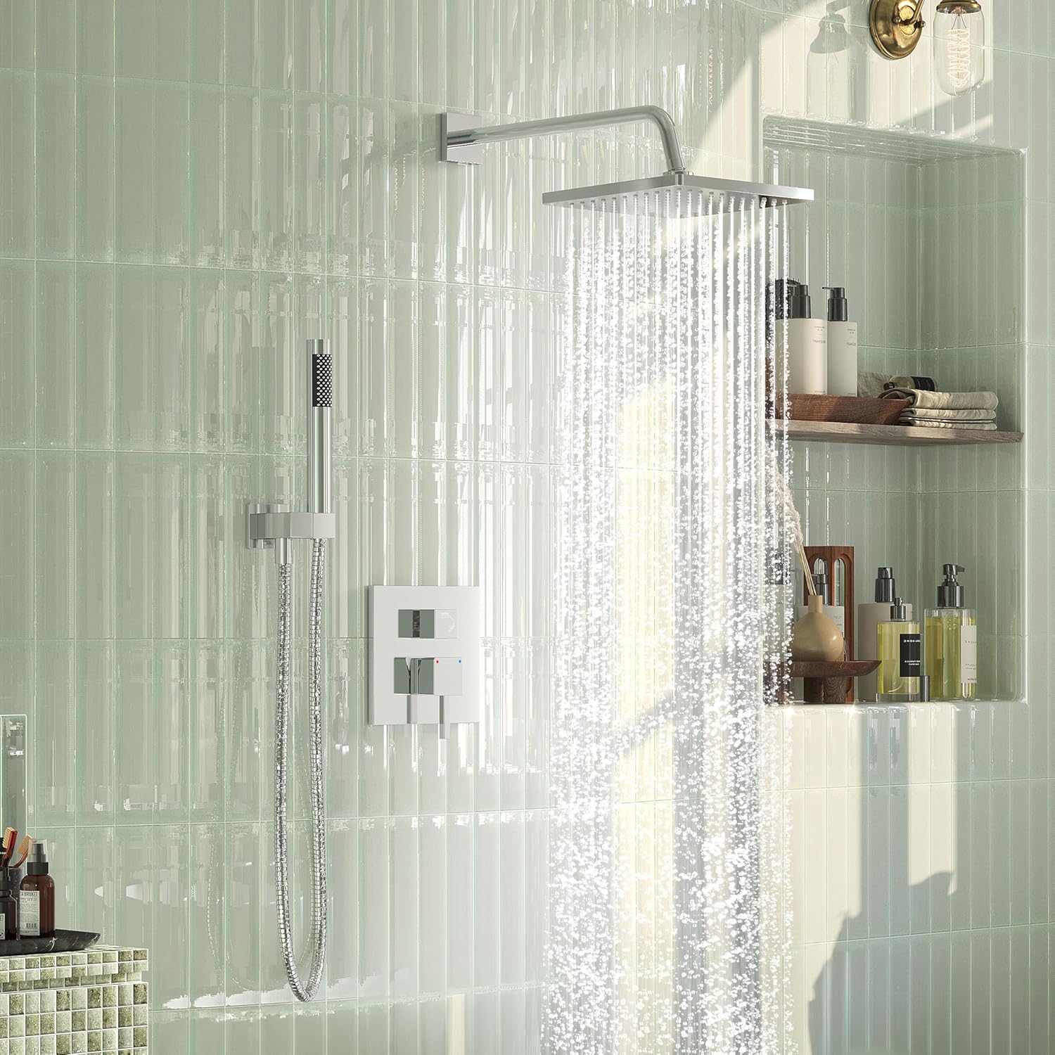 Esnbia Chrome Rain Shower System with 10-Inch Head