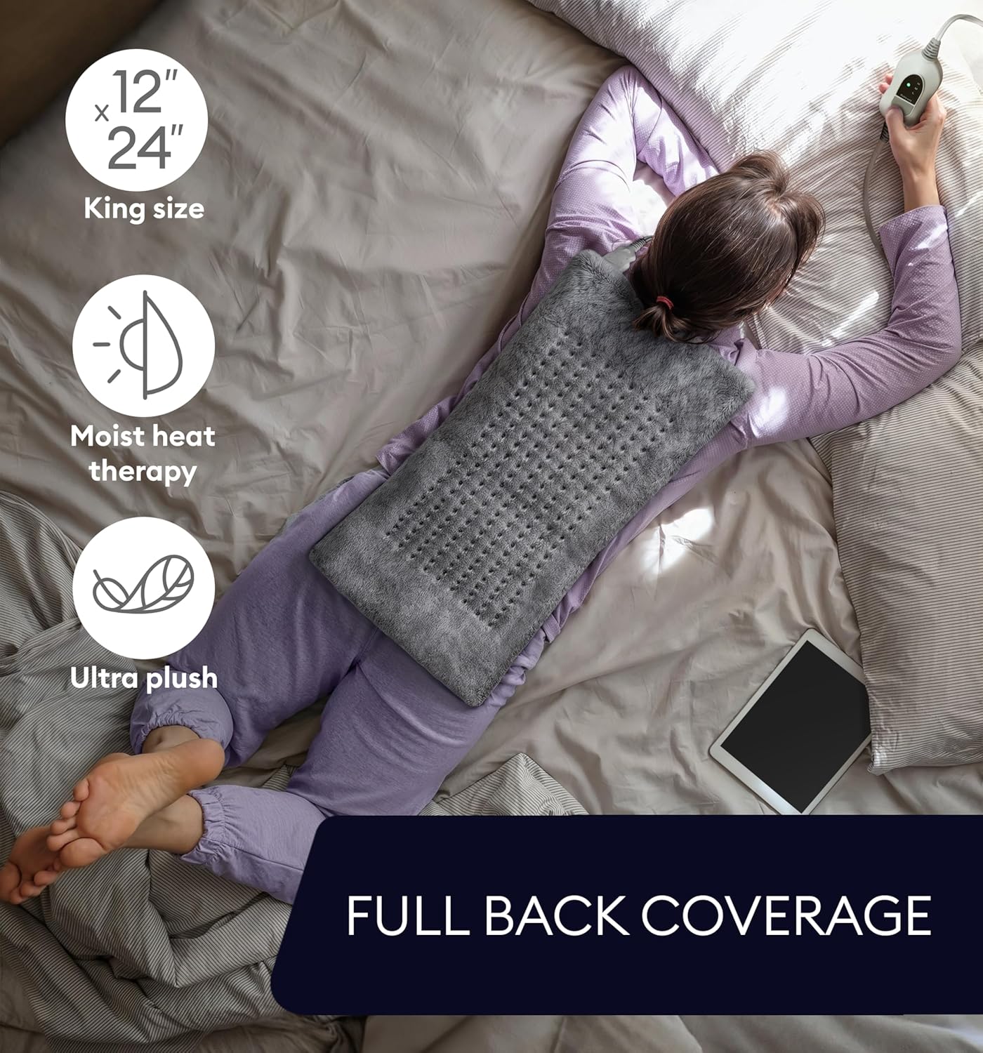 GENIANI Large Electric Heating Pad for Back Pain Relief