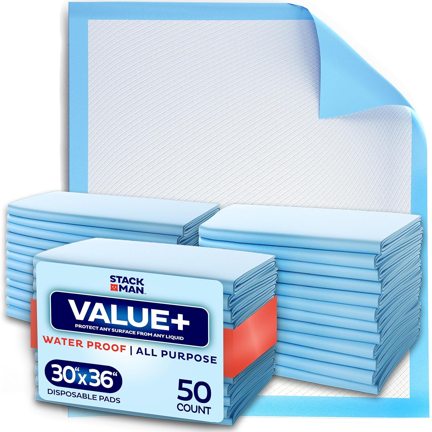 Stack Man Chucks Pads 30x36 Bed Pads 50-Pack Leak Proof