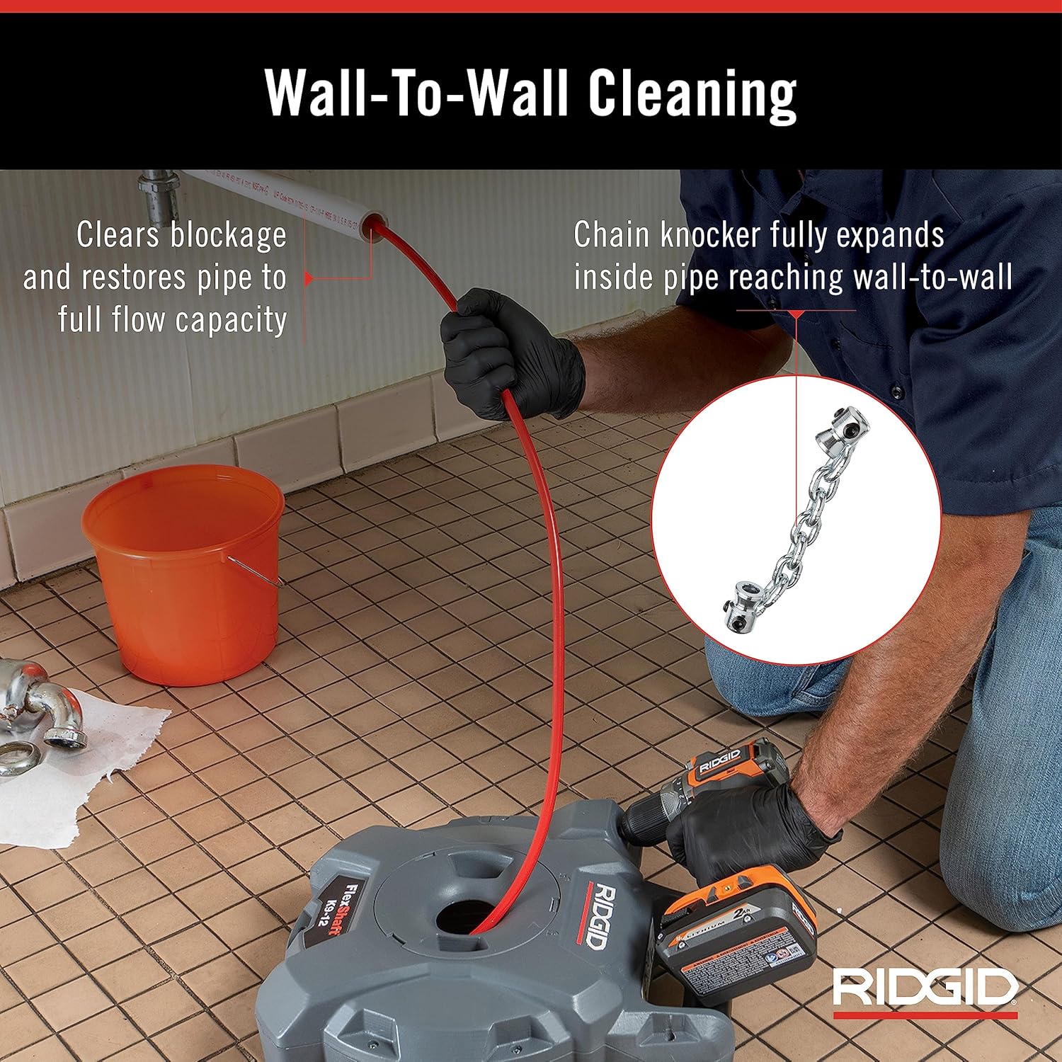 RIDGID 74978 FlexShaft Drain Cleaner for 1-14 to 2 Pipes