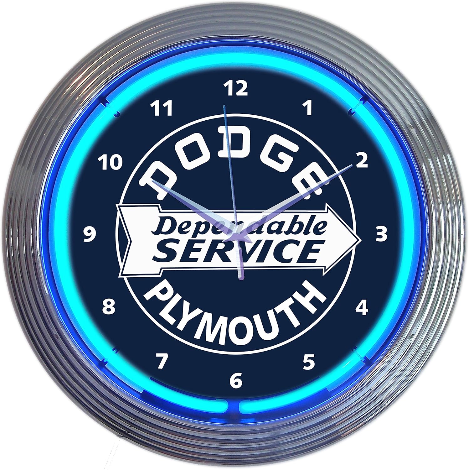 Neonetics Blue Neon Clock with Chrome Rim 1