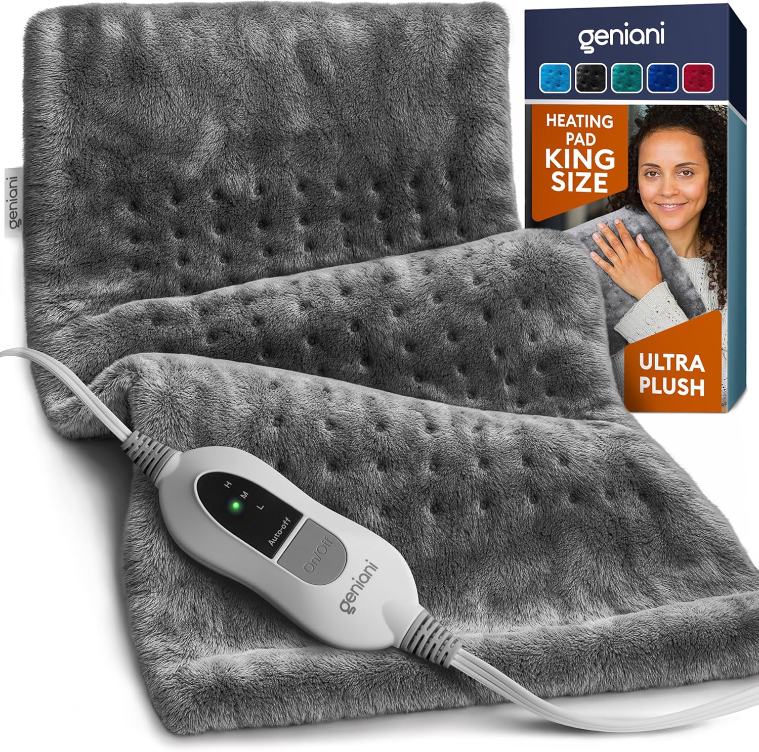 GENIANI Large Electric Heating Pad for Back Pain Relief
