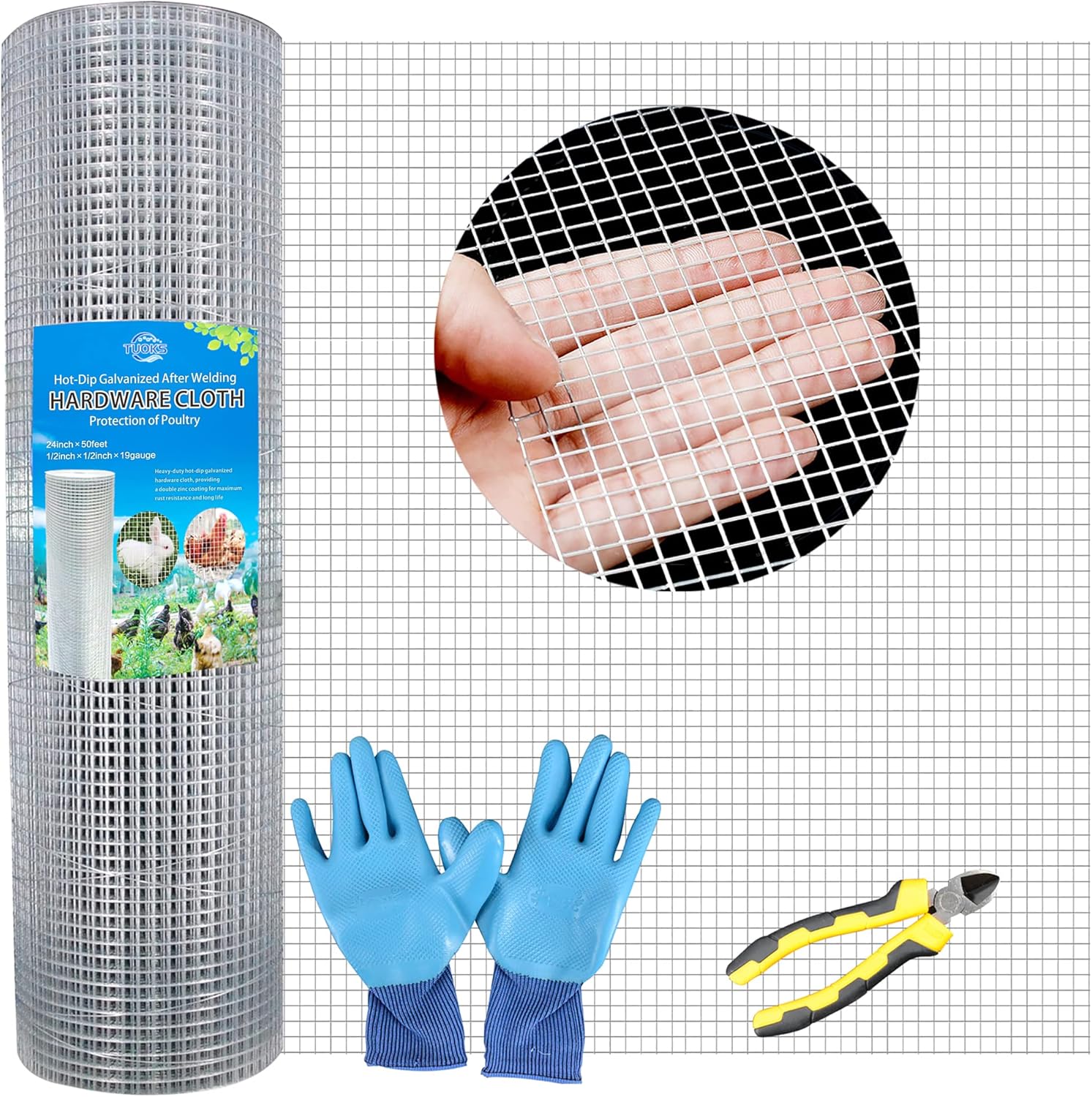 TUOKS Hardware Cloth 12 Inch 24 x 50 Galvanized Wire Mesh Roll 1