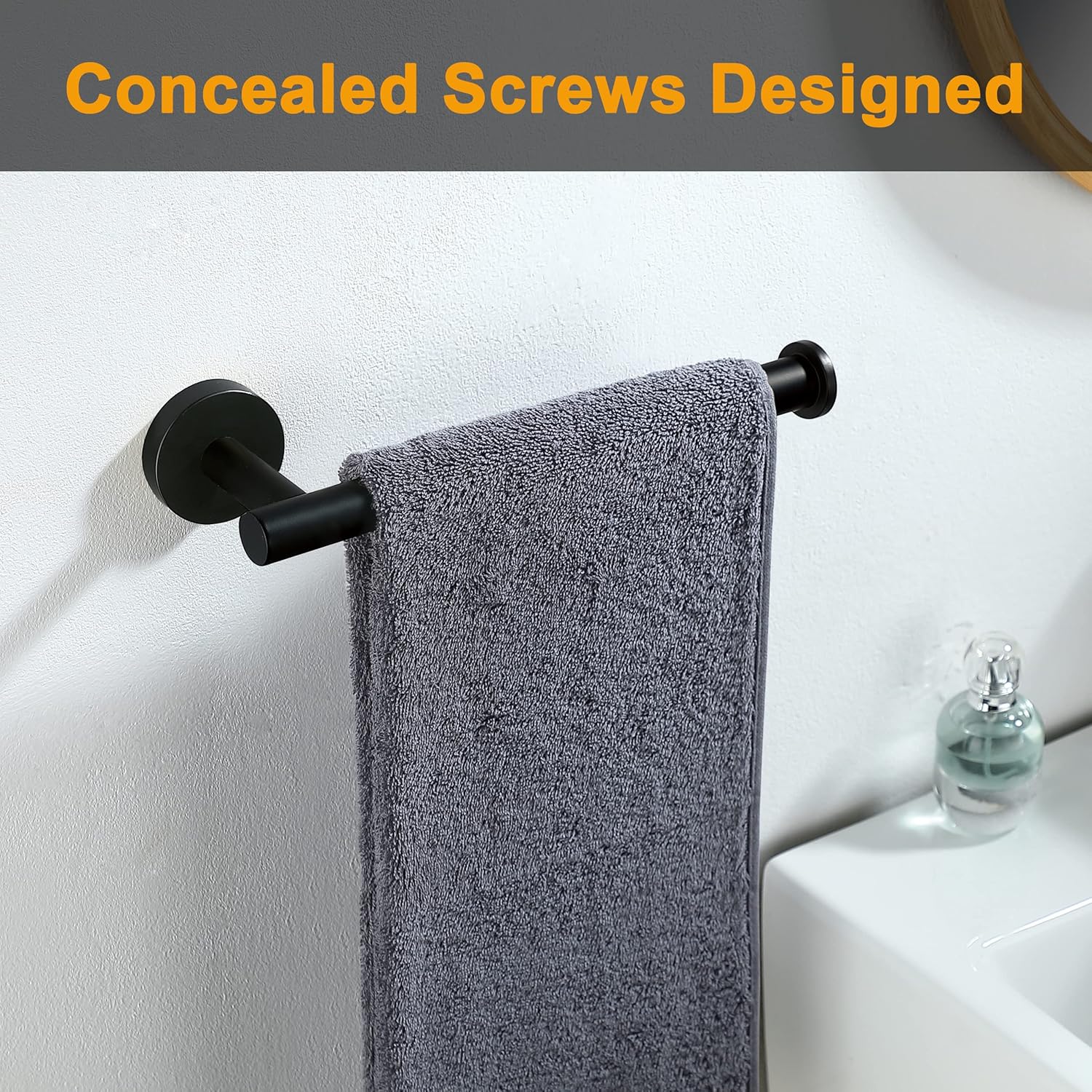 Nolimas 9 Inch Matte Black Towel Holder for Bathroom and Kitchen