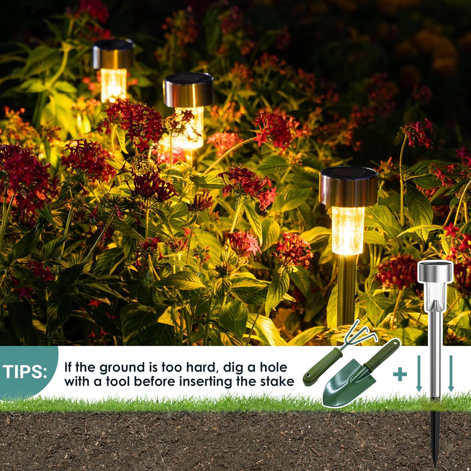 GIGALUMI 16 Pack Solar Path Lights Outdoor