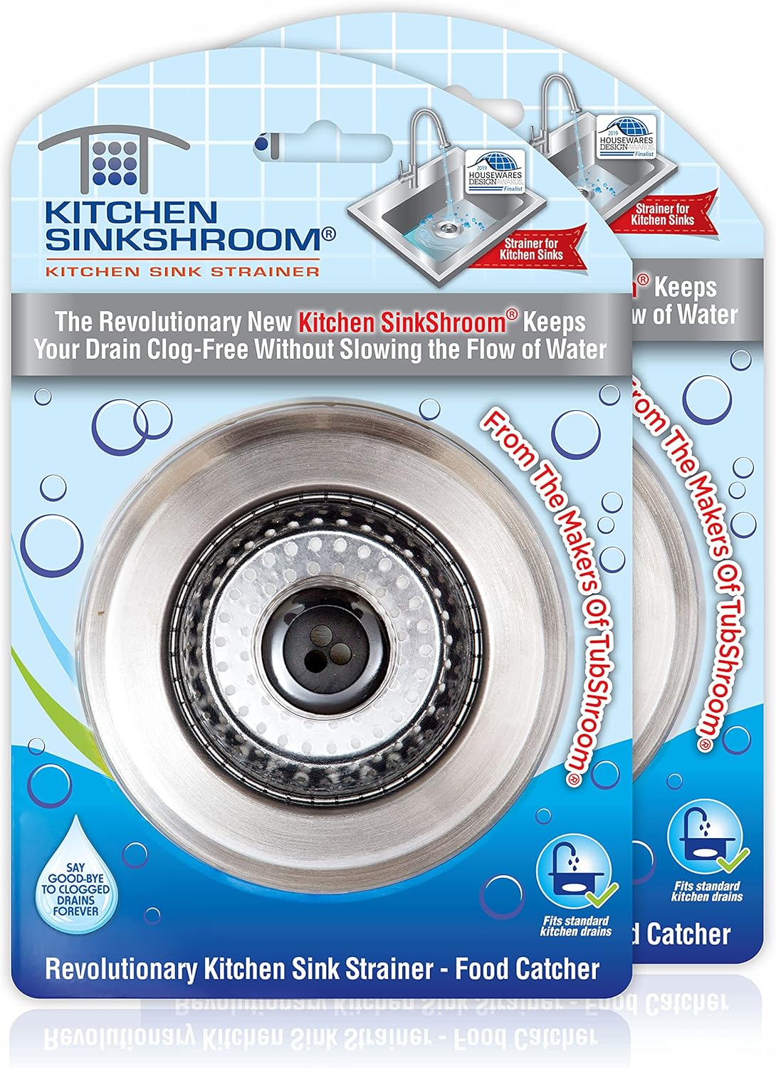 SinkShroom Clog-Free Sink Strainer Basket 2-Pack Stainless Steel 1