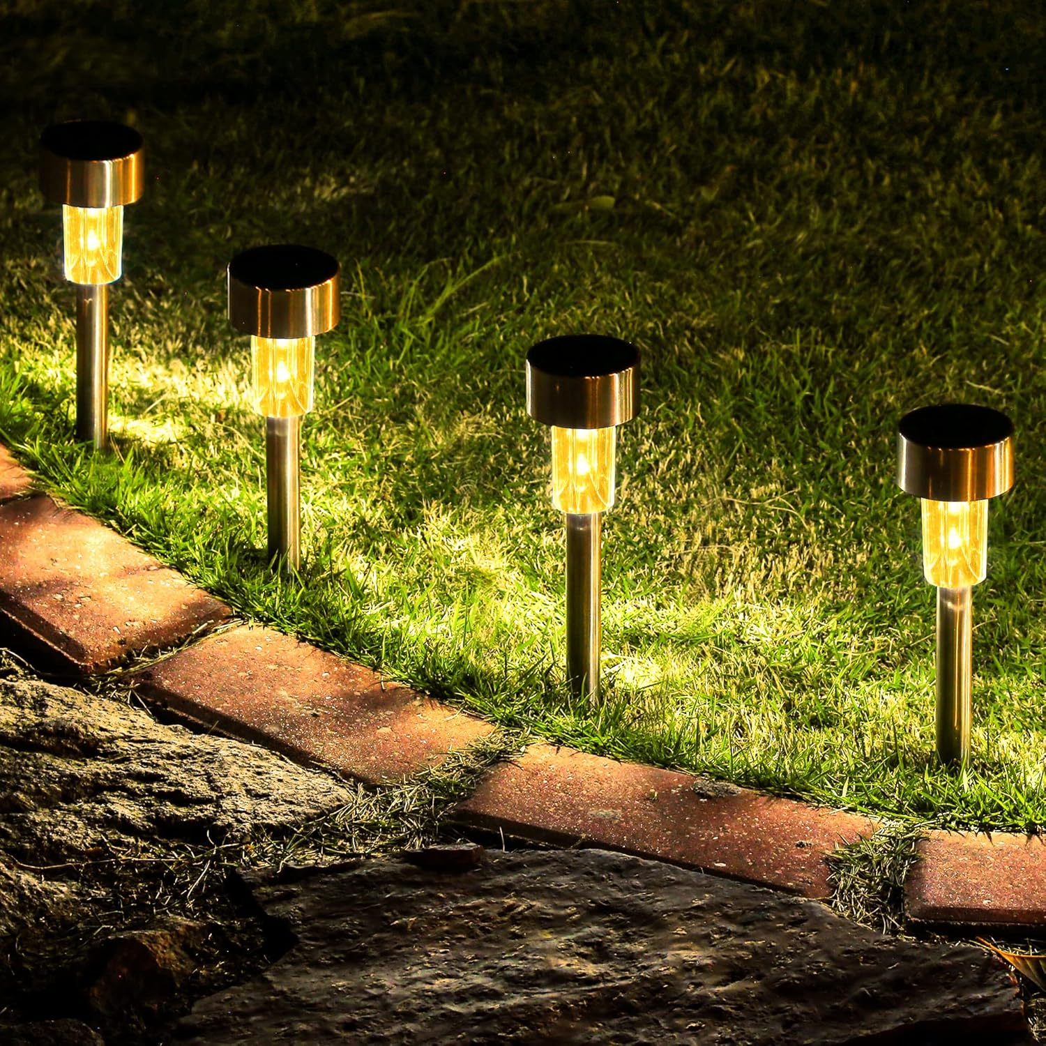 GIGALUMI 16 Pack Solar Path Lights Outdoor